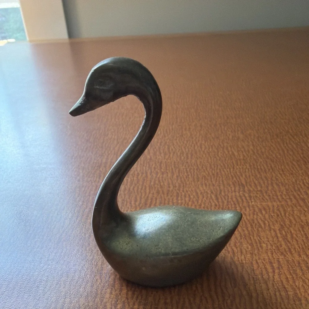 VINTAGE Solid Brass Swan 3